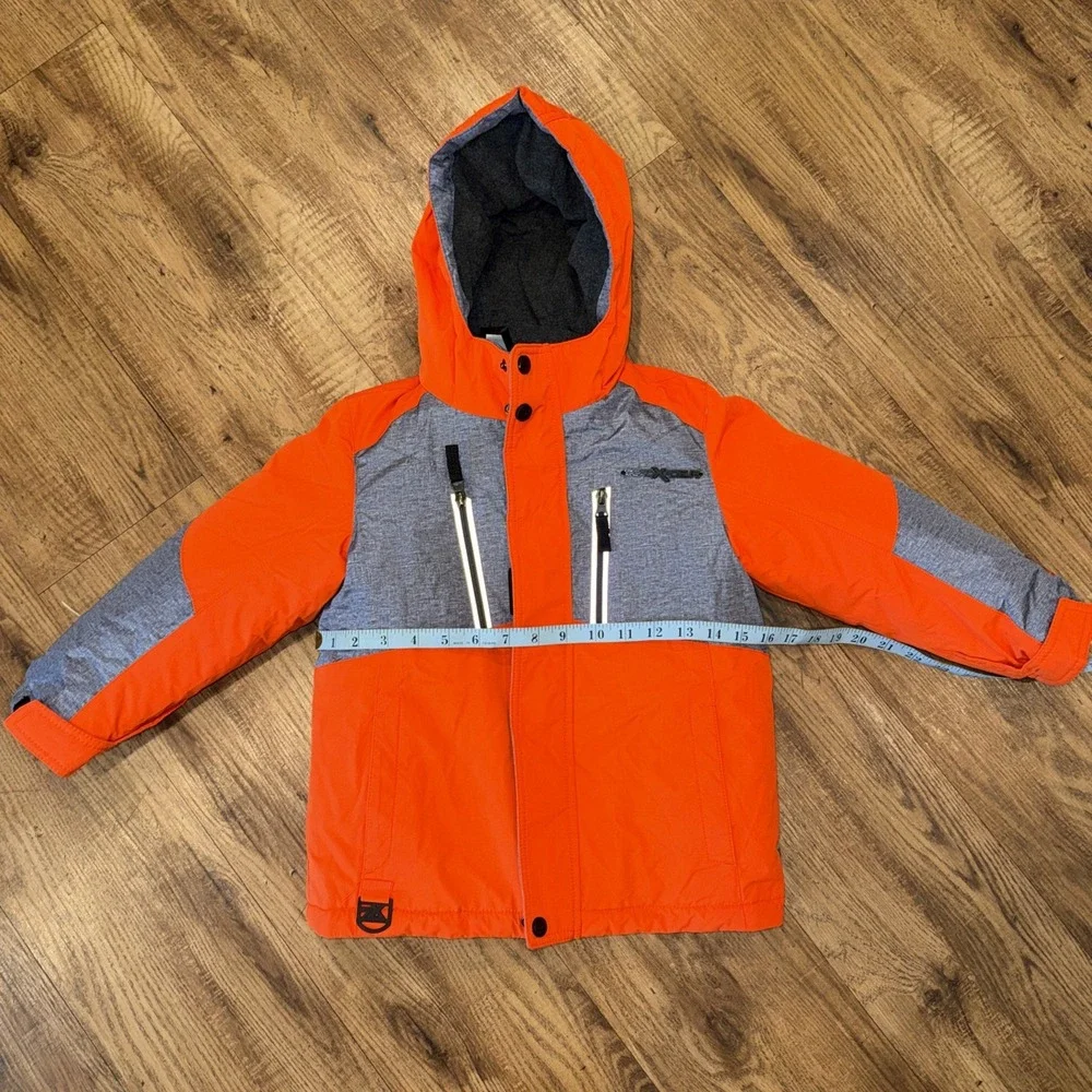 ZeroXposur Toddler 2 In 1 Puffer Hooded Winter Jackets Orange Gray Size XS 4/5